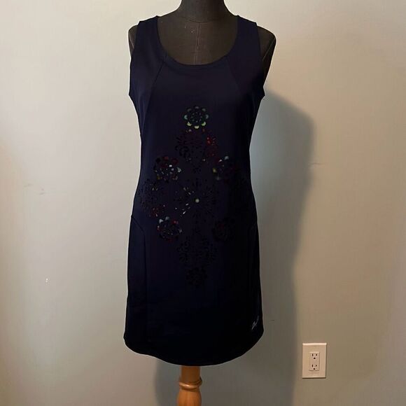 NWT Desigual Šaty Women's Navy Cut-Out Sleeveless Racerback Mini Dress - Picture 1 of 8
